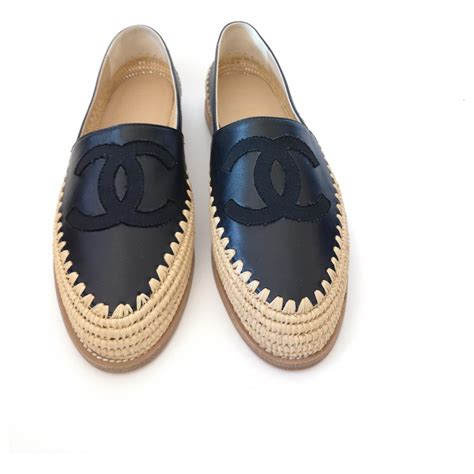 chanel black leather espadrilles buy